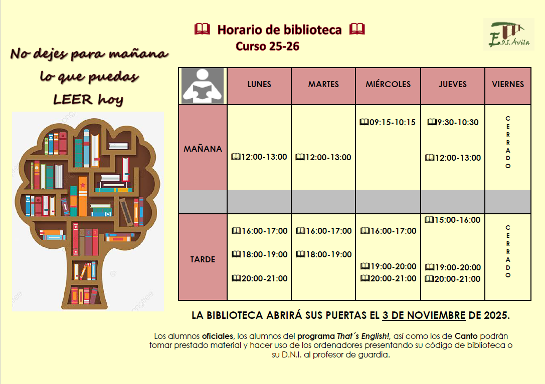 Horario de Biblioteca 2025-2026