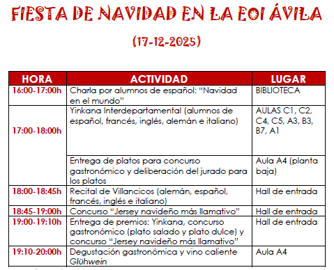 Programación fiesta de Navidad 2025